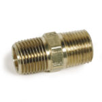 Hex Nipples: Double: Brass