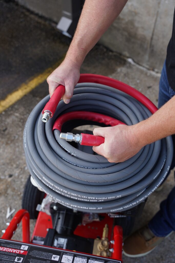 Non-Marking Pressure Washer Hoses: 1 & 2 Wire, Multiple Swivel & Coupler Options
