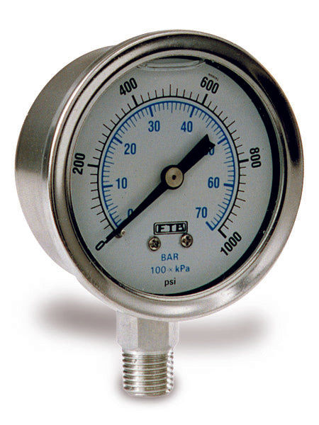 Stainless Steel Pressure Gauge: Bottom Mount