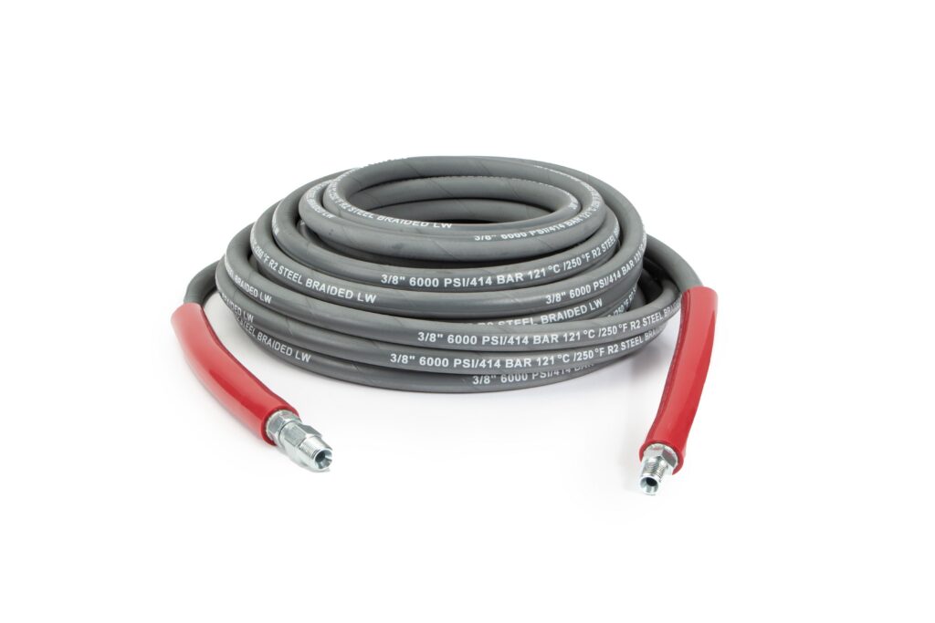 Lightweight 2 Wire Pressure Washer Hose, Gray, 3/8" ID