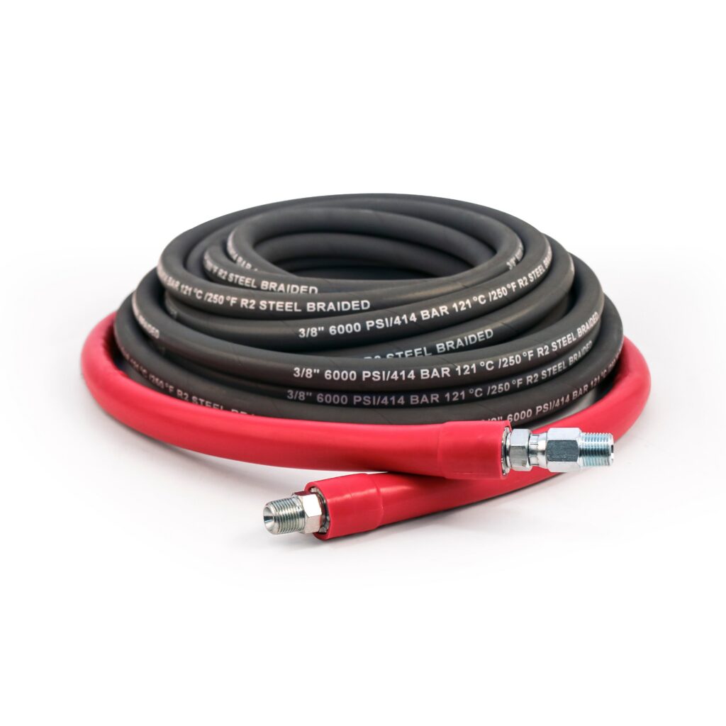 Non-Marking Pressure Washer Hoses: 1 & 2 Wire, Multiple Swivel & Coupler Options
