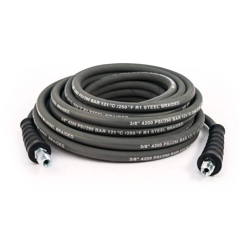Non-Marking Pressure Washer Hoses: 1 & 2 Wire, Multiple Swivel & Coupler Options