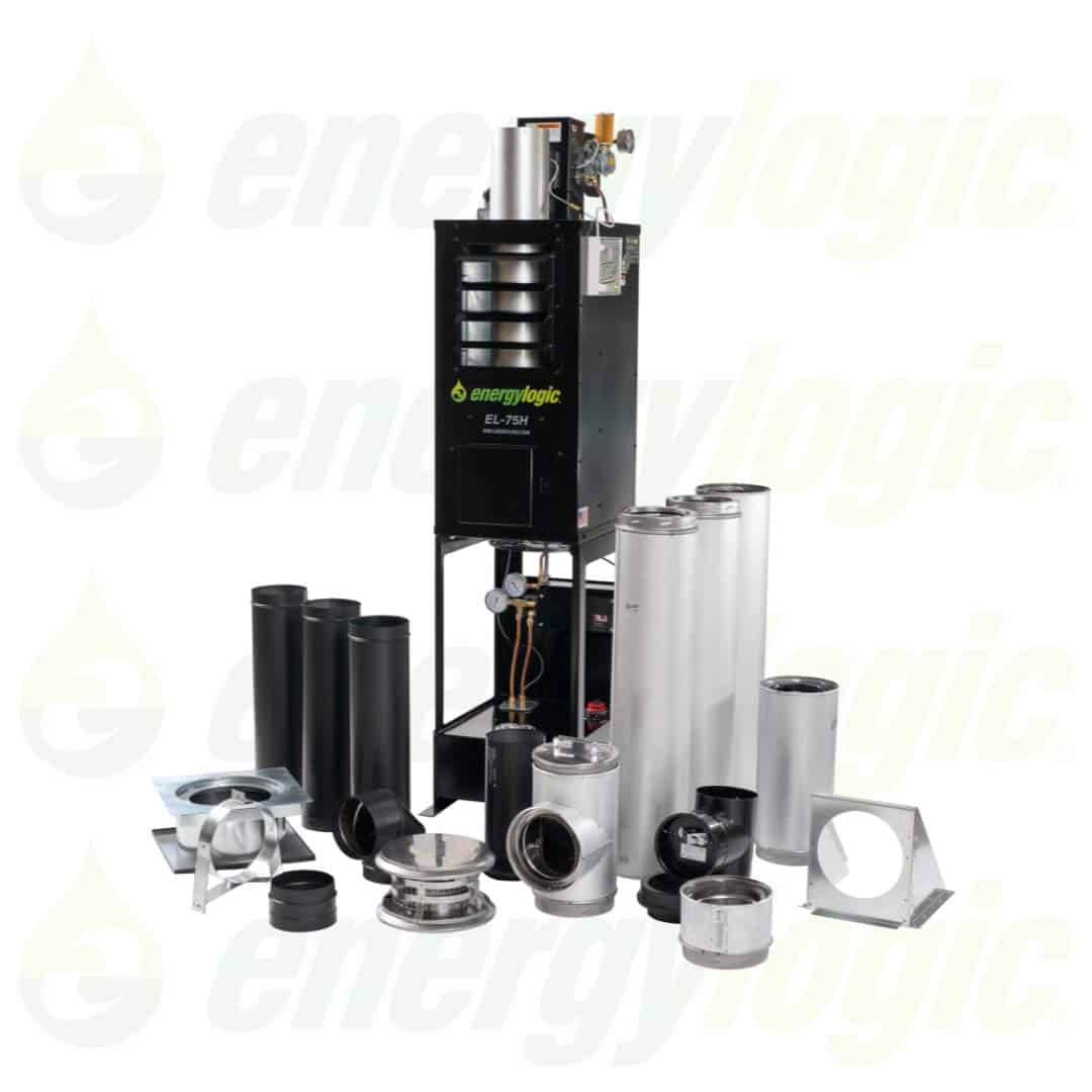 El-75H Energy Logic Waste Oilheater, 75,000 Btu W/ Built-In 10-Gal Tank, Wall Flue Kit - Image 4