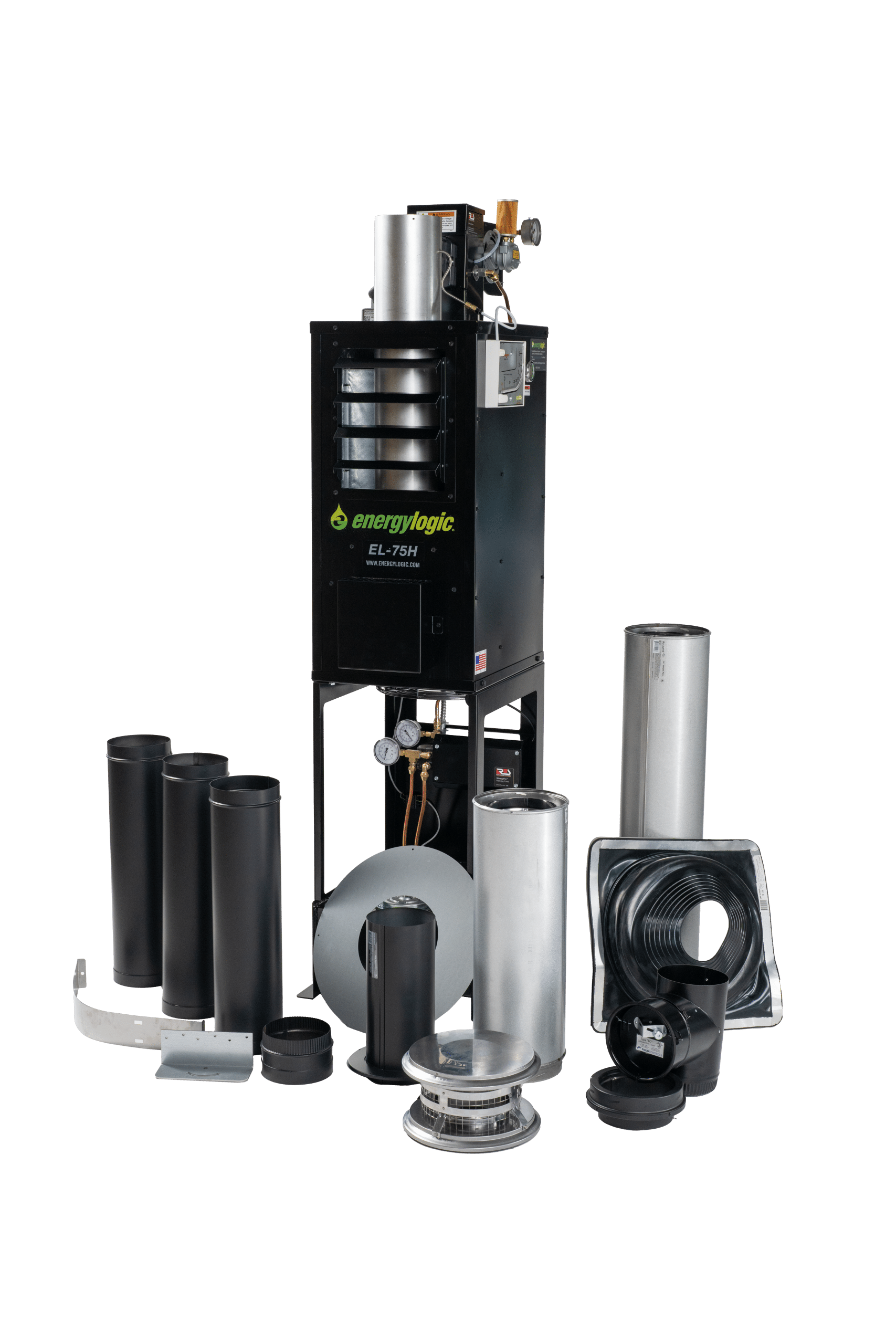 El-75H Energy Logic Waste Oilheater, 75,000 Btu W/ Built-In 10-Gal Tank, Wall Flue Kit - Image 3